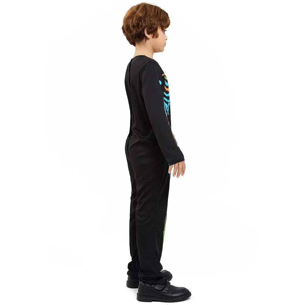Halloween Costumes Unisex Kids Colorful Skull Skeleton Jumpsuit Theme Party School Event Play Costumes04